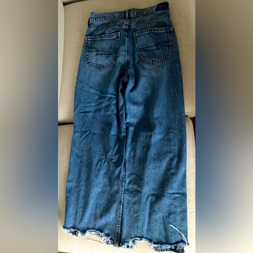 American Eagle High Rise Baggy Wide Leg Jeans, Size 4 Short